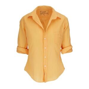 Frank & Eileen Barry Cotton Voile Button Down Honeysuckle Orange Medium